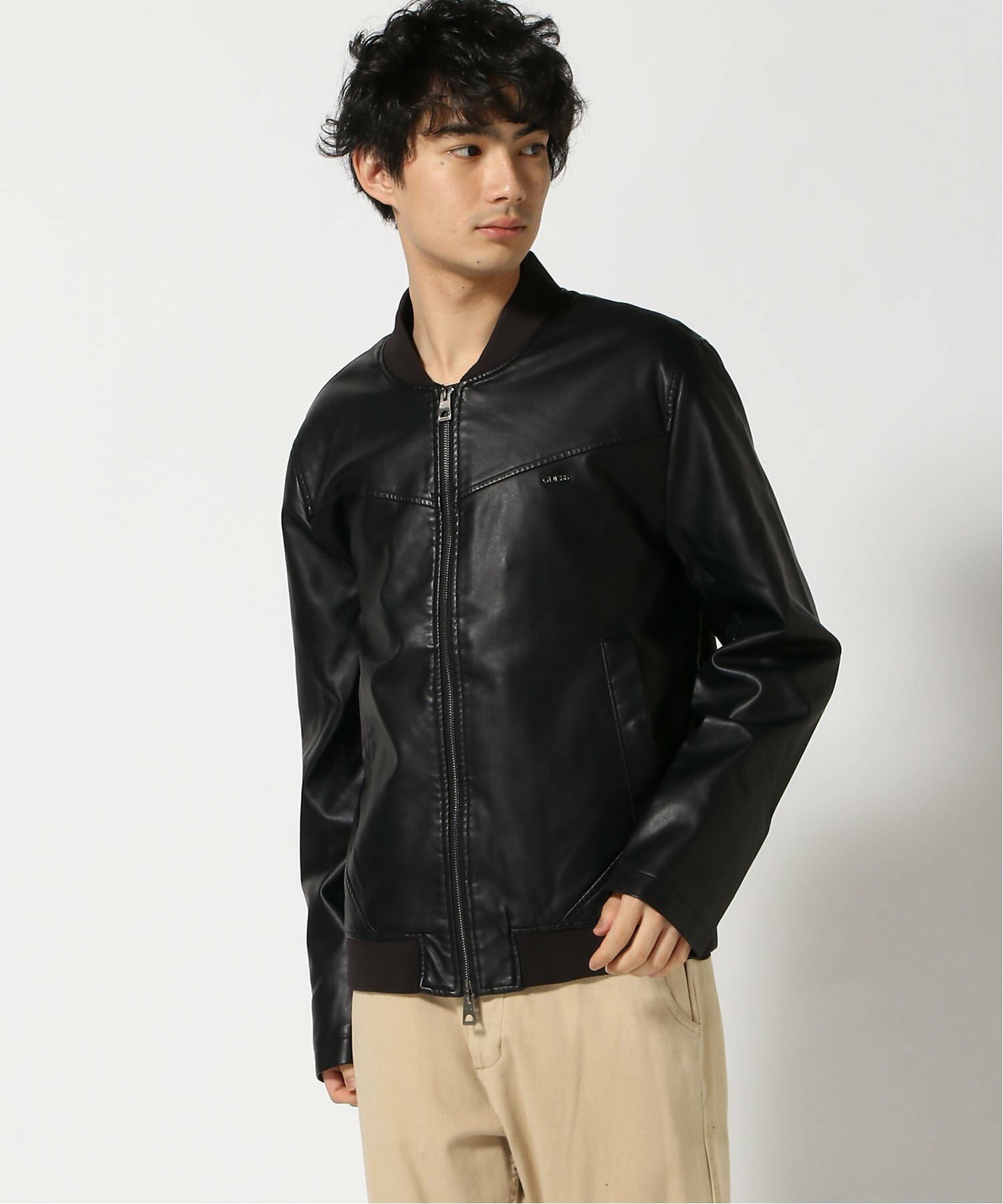 (M)Faux Leather Bomber